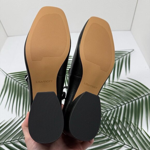 Lisa Vicky Black Ankle Strap Pumps Sz 8.5 Sculptural Maryjane Balletcore Shoe - Picture 7 of 9